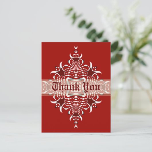 Rood en wit Fractal Emblem Dank u Briefkaart (Staand voorkant)