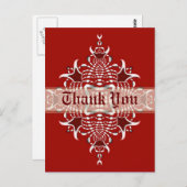 Rood en wit Fractal Emblem Dank u Briefkaart (Voorkant / Achterkant)