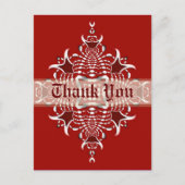 Rood en wit Fractal Emblem Dank u Briefkaart (Voorkant)