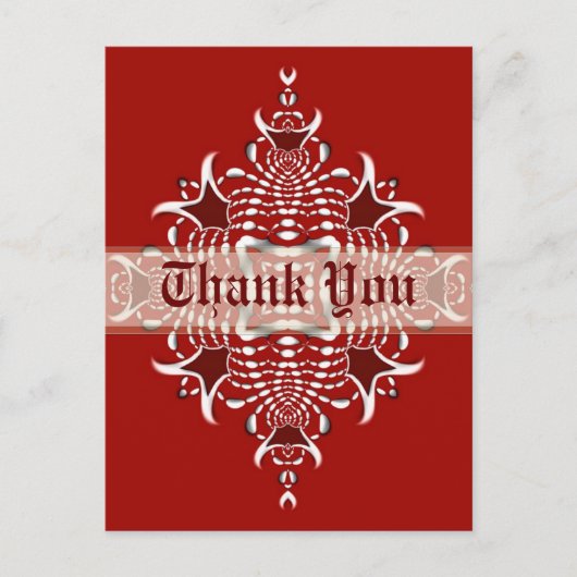 Rood en wit Fractal Emblem Dank u Briefkaart (Voorkant)