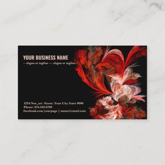 Rood en wit Fractal Visitekaartje (Achterkant)