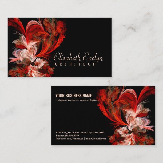 Rood en wit Fractal Visitekaartje (Voorkant / Achterkant)