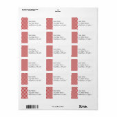 Rood en wit gebarsten patroonkleuren op het gebied etiket (Full Sheet)