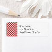 Rood en wit gebarsten patroonkleuren op het gebied etiket (Insitu)