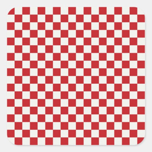 Rood en wit gebarsten patroonkleuren op het gebied vierkante sticker (Voorkant)