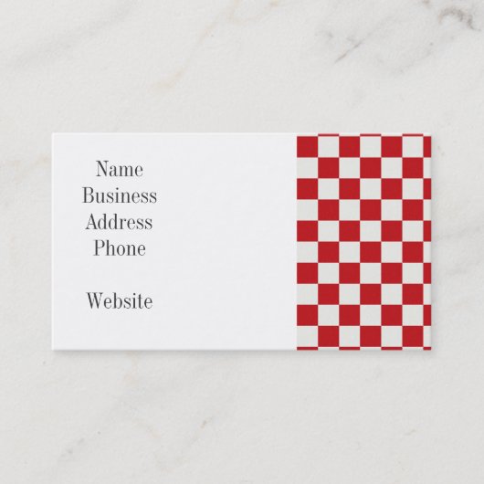 Rood en wit gebarsten patroonkleuren op het gebied visitekaartje (Voorkant)