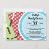 Rood en wit geblokt tafelkleed familiereünie kaart (Voorkant)