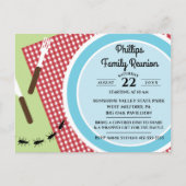 Rood en wit geblokt tafelkleed familiereünie uitnodiging briefkaart (Voorkant)