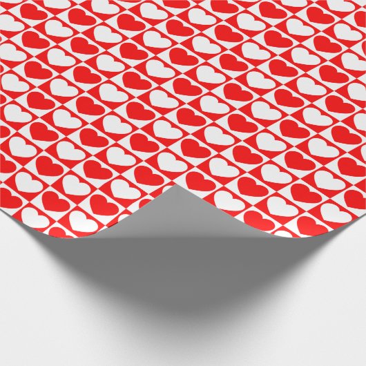 Rood en wit geborduurd patroon met hart cadeaupapier (Hoek)
