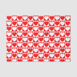 Rood en wit geborduurd patroon met hart tissuepapier