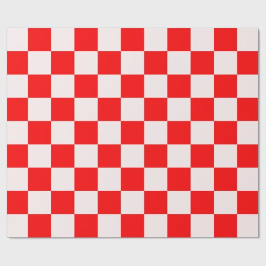 Rood en wit gecheckt patroon cadeaupapier (Vlak)