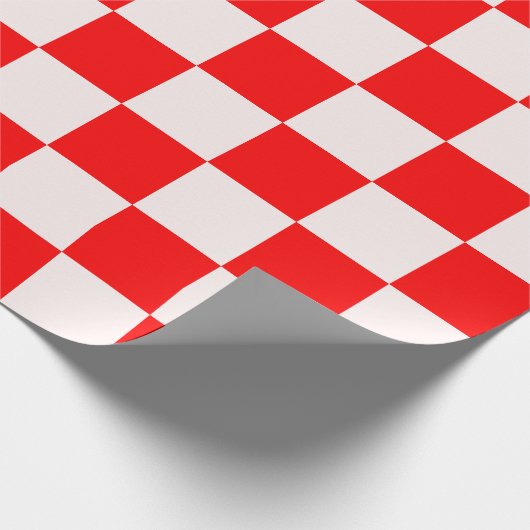 Rood en wit gecheckt patroon cadeaupapier (Hoek)