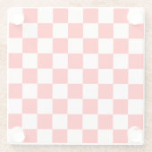 Rood en wit gecheckt patroon glazen onderzetter (Achterkant)