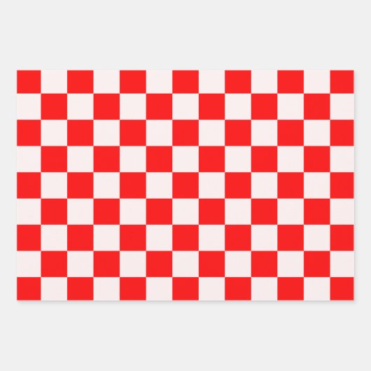 Rood en wit gecheckt patroon inpakpapier vel (Voorkant 3)