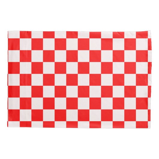 Rood en wit gecheckt patroon kussensloop (Achterkant)