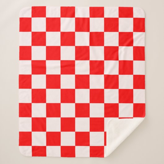 Rood en wit gecheckt patroon sherpa deken (Voorkant)