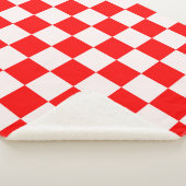 Rood en wit gecheckt patroon sherpa deken (3/4)