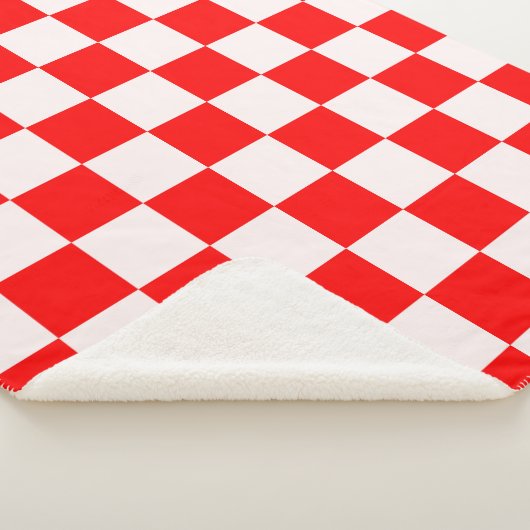 Rood en wit gecheckt patroon sherpa deken (3/4)