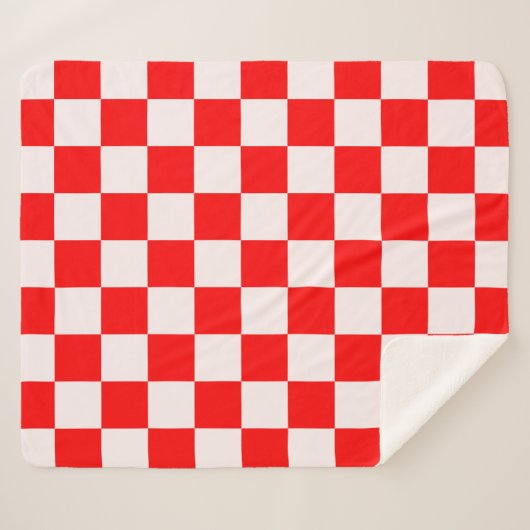 Rood en wit gecheckt patroon sherpa deken (Voorkant (horizontaal))