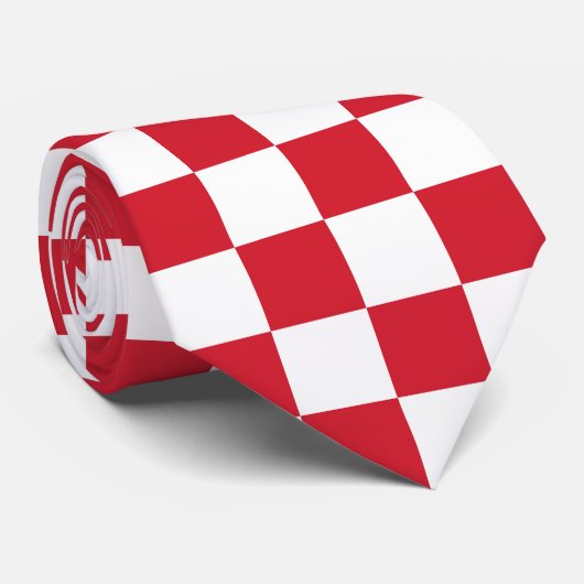 Rood en wit gecheckt vlag stijlvol patroon stropdas (Opgerold)
