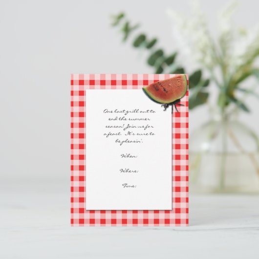 Rood en wit gecontroleerd en met watermeloen veran kaart (Staand voorkant)