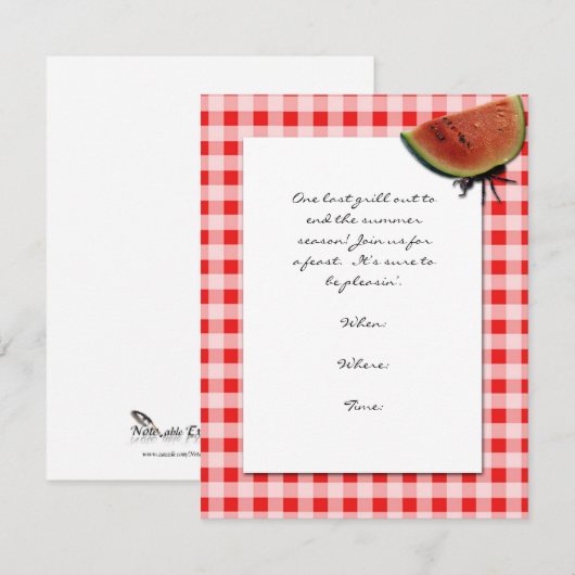 Rood en wit gecontroleerd en met watermeloen veran kaart (Voorkant / Achterkant)