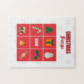 Rood en wit geïllustreerde kerst puzzel legpuzzel (Horizontaal)