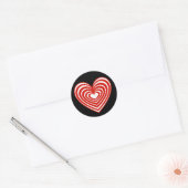 Rood en wit gelaagd hart ronde sticker (Envelop)