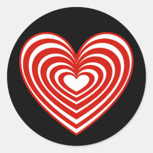 Rood en wit gelaagd hart ronde sticker