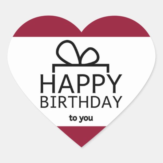 Rood en Wit Gelukkig Verjaardagscadeau Ontwerp Hart Sticker (Voorkant)