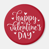 Rood en Wit Gelukkige Valentijnsdag met Harten Magneet (Voorkant)