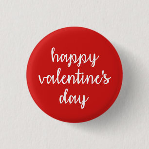 Rood en Wit Gelukkige Valentijnsdag Ronde Button 3,2 Cm