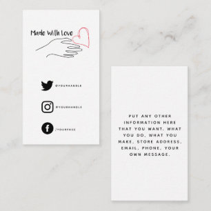 Rood en wit gemaakt met liefdeshart, sociale links informatiekaartje