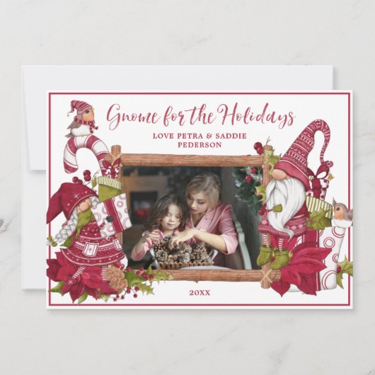 Rood en wit genoom voor de Feestdagen Foto Feestdagenkaart (Voorkant)