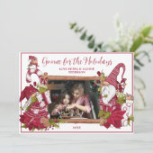 Rood en wit genoom voor de Feestdagen Foto Feestdagenkaart (Staand voorkant)