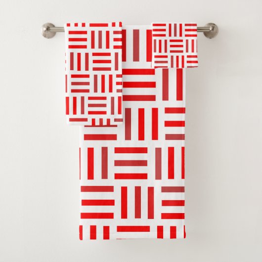 Rood en wit geometrisch bad handdoek (Insitu)
