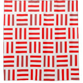 Rood en wit geometrisch douchegordijn (Voorkant)