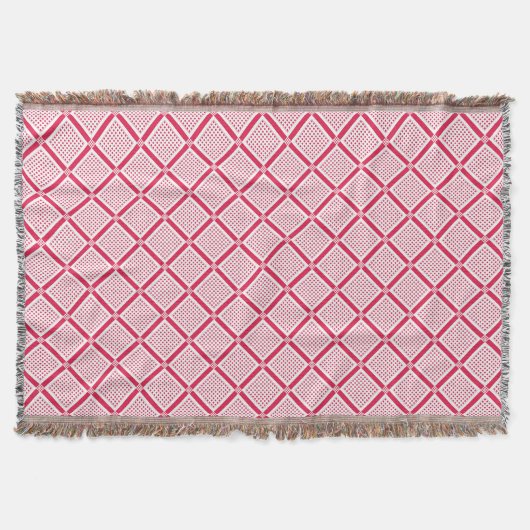 Rood en wit geometrisch geruit patroon retro deken (Voorkant)