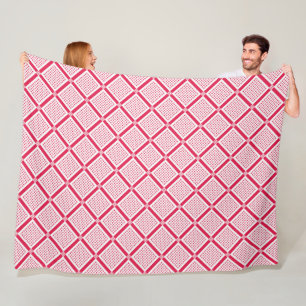Rood en wit geometrisch geruit patroon retro fleece deken