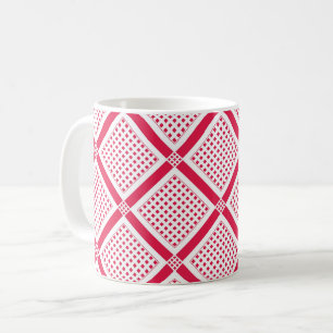 Rood en wit geometrisch geruit patroon retro koffiemok