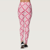 Rood en wit geometrisch geruit patroon retro leggings (Achterkant)