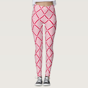Rood en wit geometrisch geruit patroon retro leggings