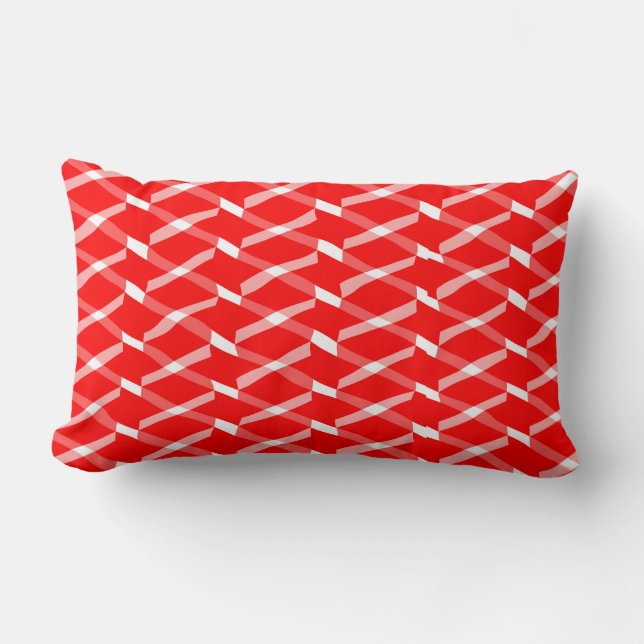 Rood en wit geometrisch patroon kussen (Voorkant)