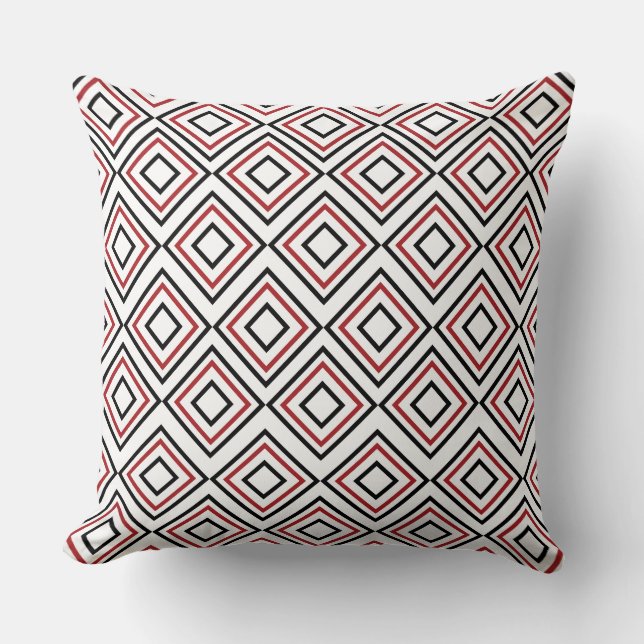 Rood en Wit Geometrisch Patroon ;  Kussen (Voorkant)