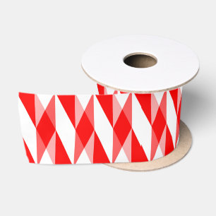 Rood en wit geometrisch patroon satijnen lint