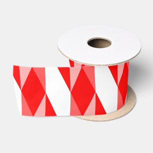 Rood en wit geometrisch patroon satijnen lint