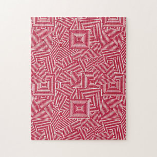 Rood en wit geometrisch vierkant patroon legpuzzel