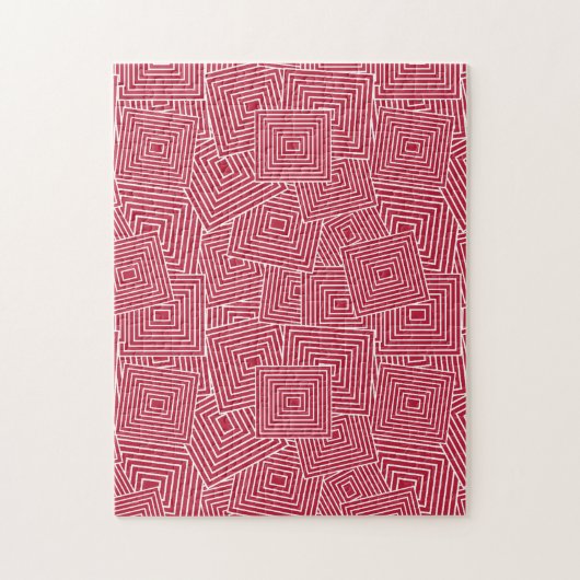 Rood en wit geometrisch vierkant patroon legpuzzel (Verticaal)