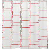 Rood en wit geometrische keten douchegordijn (Voorkant)