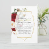 Rood en wit geometrische virtuele trouwgastenlijst aankondiging (Staand voorkant)